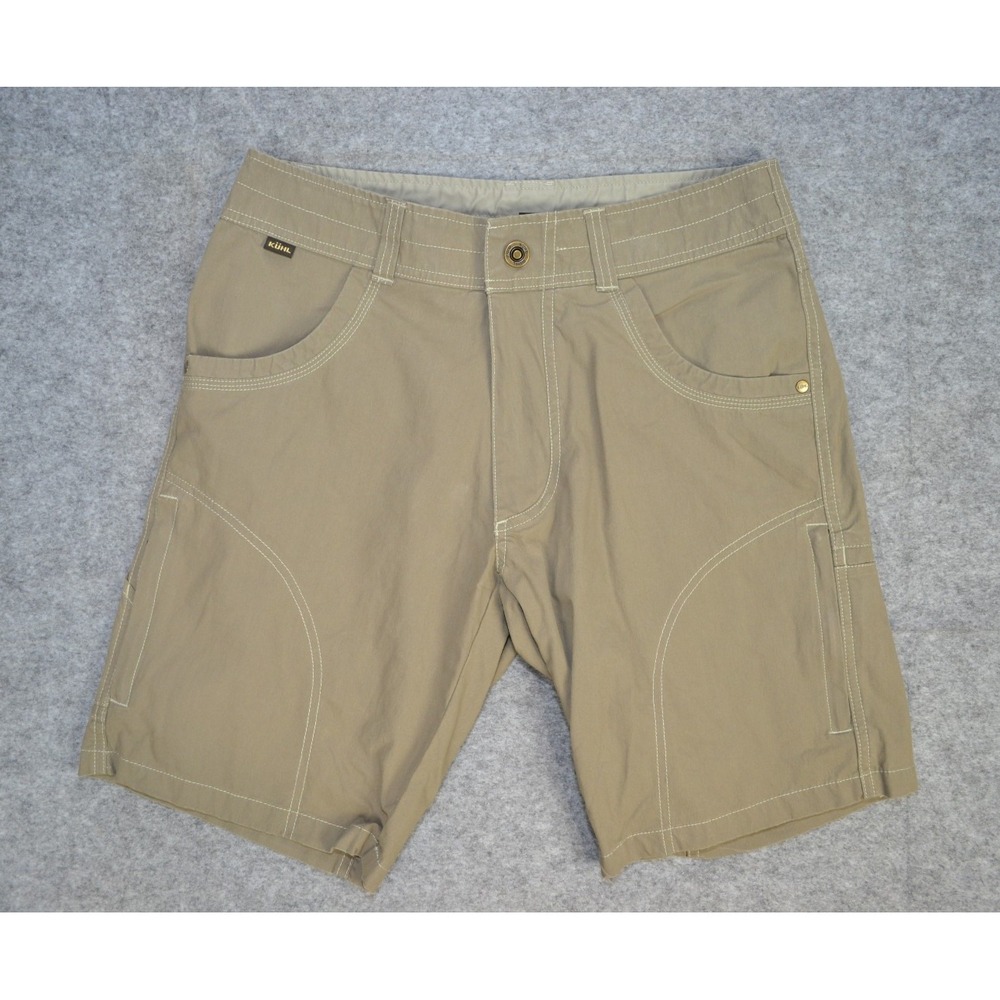KUHL Ramblr Vintage Patina Dye 7-Pocket Shorts Mens Sz 30 Beige Outdoor Trail